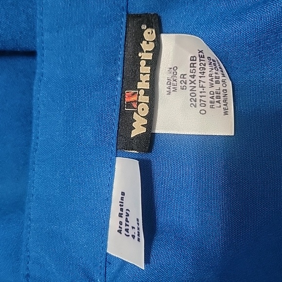 WORKRITE NOMEX IIIA LONG SLEEVE MEN'S FR BUTTON DOWN SHIRT SIZE 52R - Picture 2 of 7